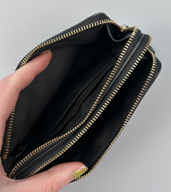 Coach canvas monogram double zip wristlet