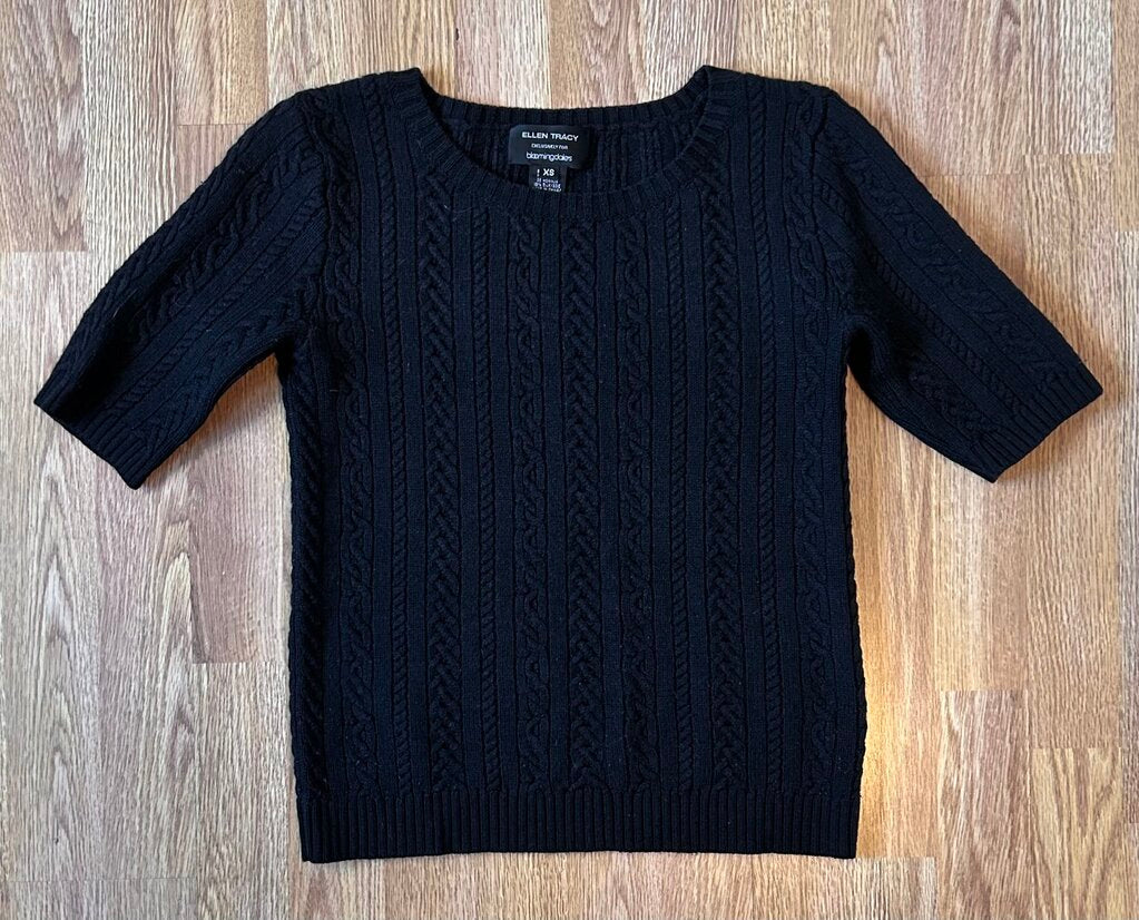 Ellen Tracy for Bloomingdales wool/silk blend cable knit sweater (XS)