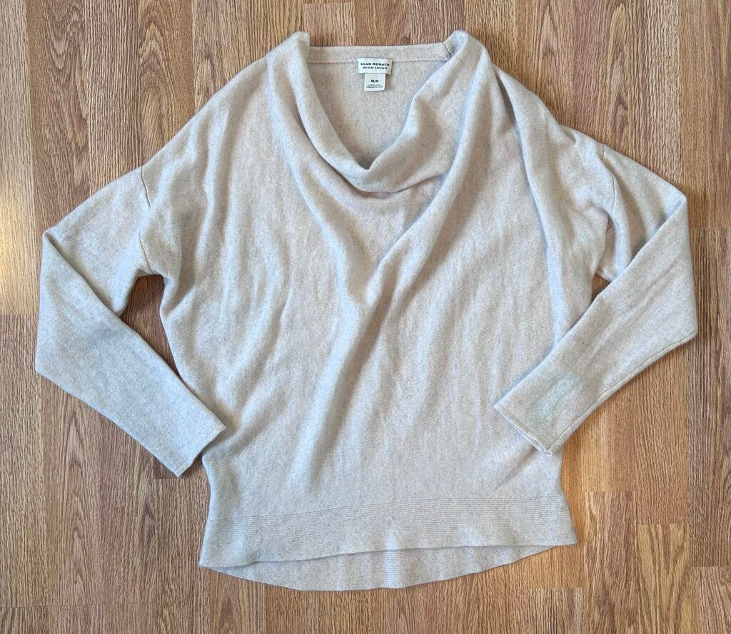 Club Monaco slouchy cowlneck recycled cashmere sweater (M)