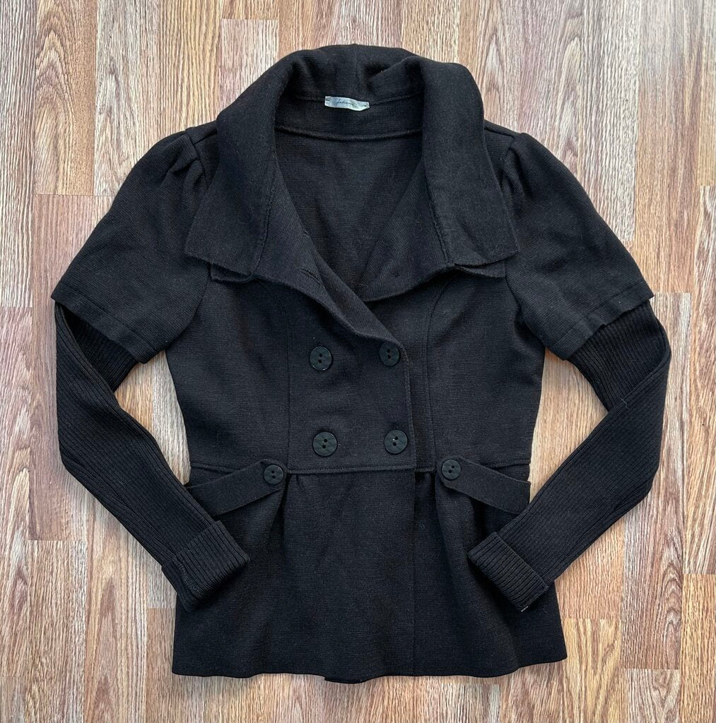 Falconeri 100% wool layered sleeve collared sweater jacket (S)