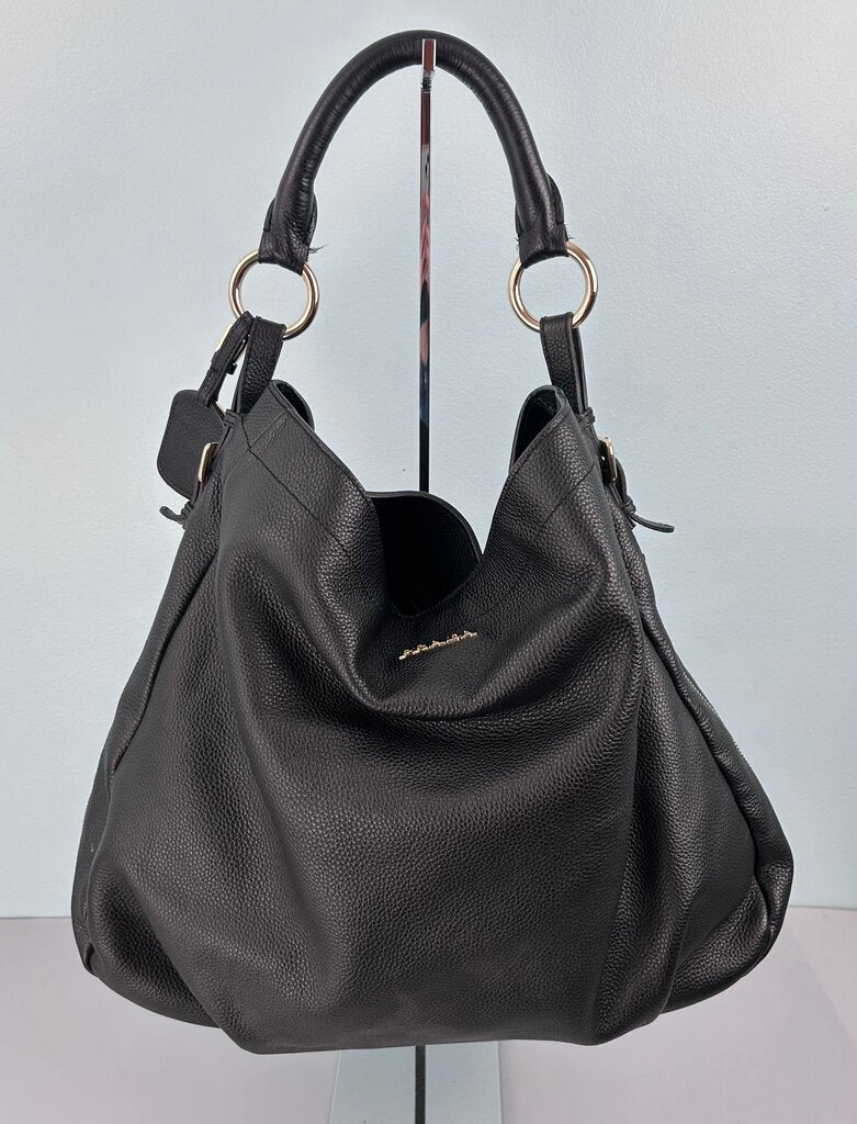 Prada daino pebbled leather zipper detail hobo bag