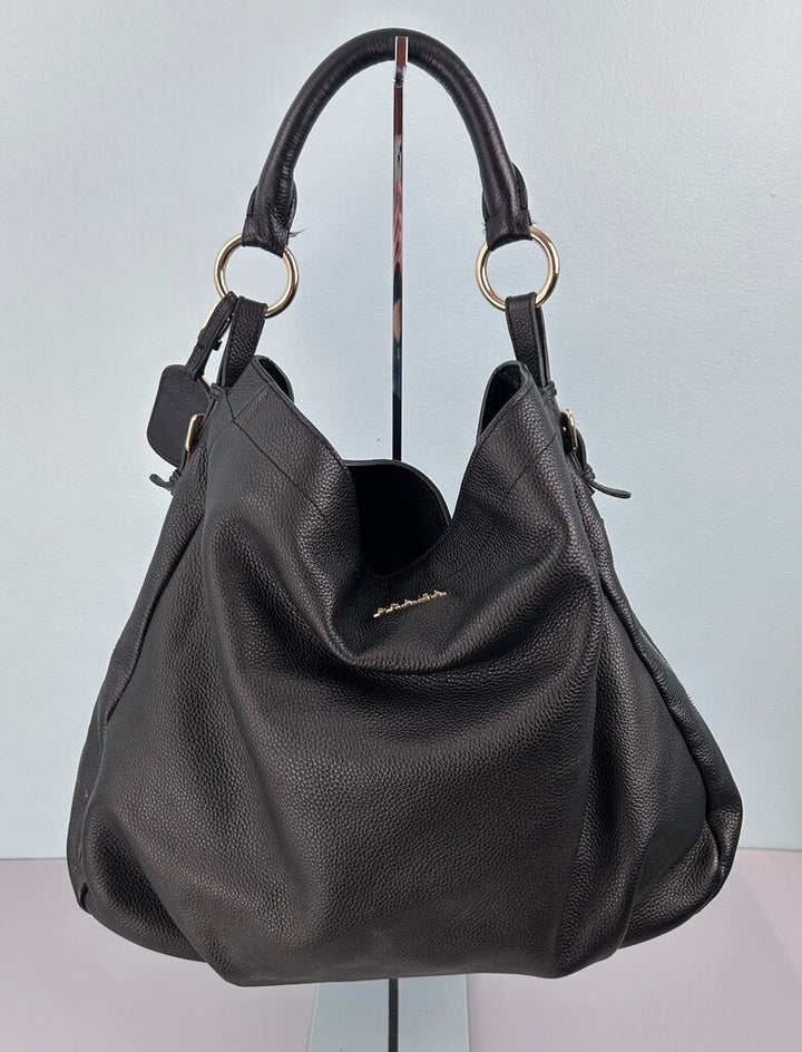 Prada daino pebbled leather zipper detail hobo bag