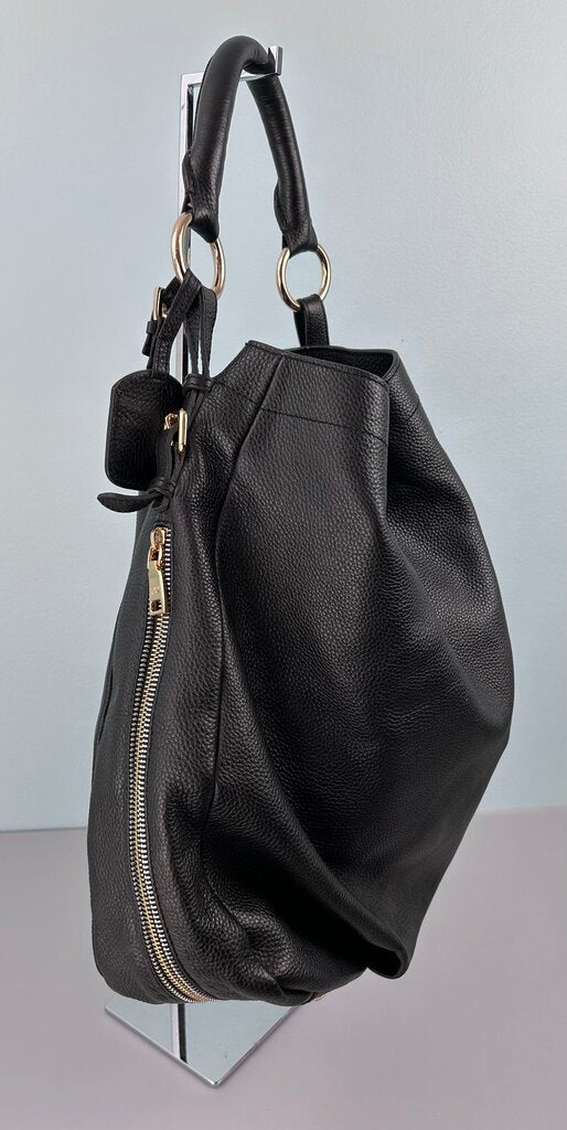 Prada daino pebbled leather zipper detail hobo bag