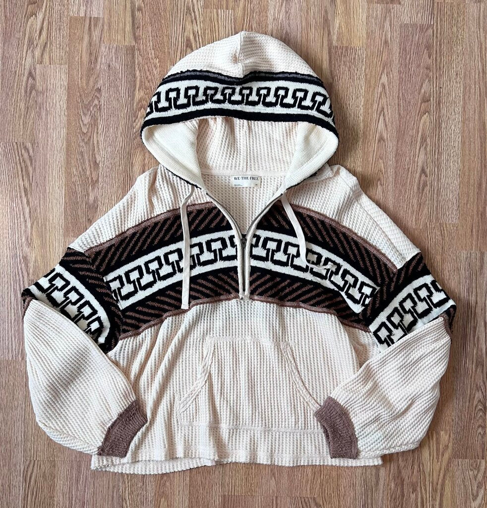 We The Free tribal detail waffle knit oversized sweater (M)
