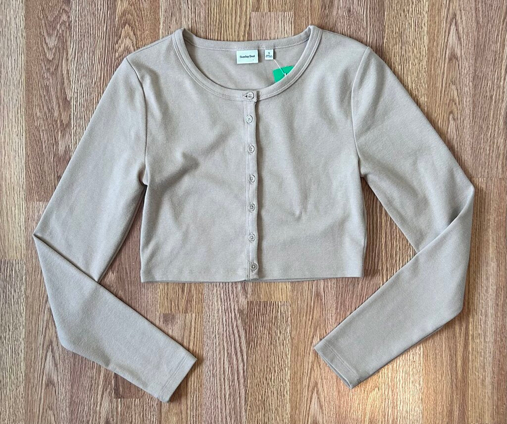 Sunday best cropped button-up crewneck cardigan (S)