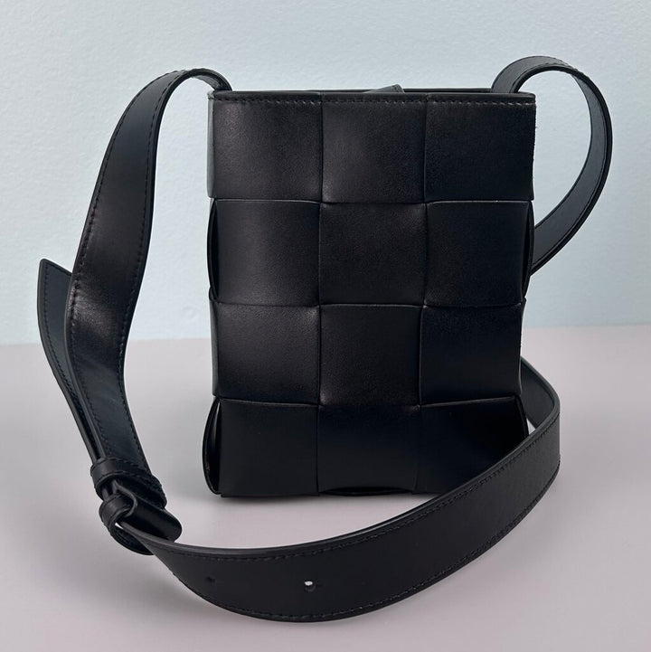 Bottega Veneta Calfskin Maxi Intrecciato Mini Vertical Cassette Crossbody