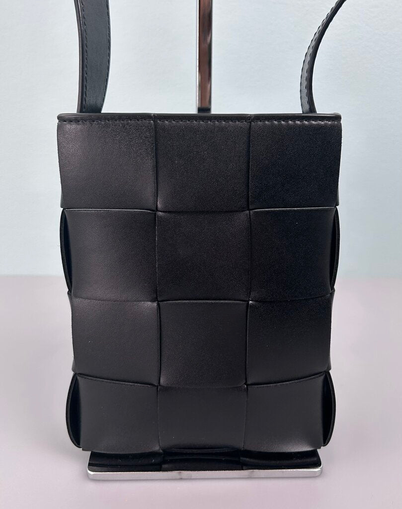 Bottega Veneta Calfskin Maxi Intrecciato Mini Vertical Cassette Crossbody