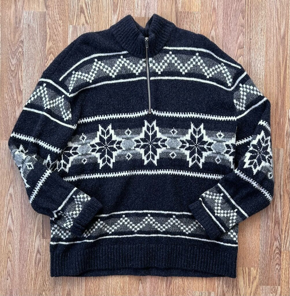 Abercrombie & Fitch 1/4 zip nordic print oversized sweater (L)