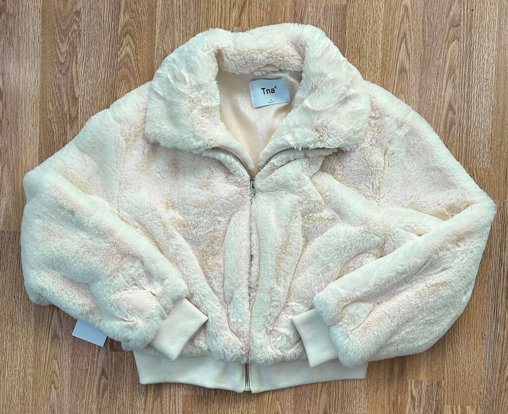 TNA NWT "Giselle" full zip fuzzy jacket (S)