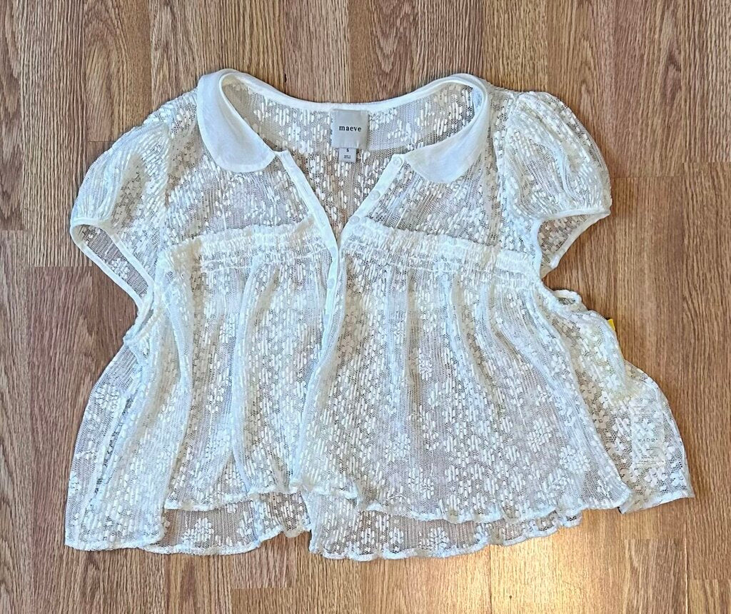 Maeve (Anthropologie) sheer lace babydoll tee (S)