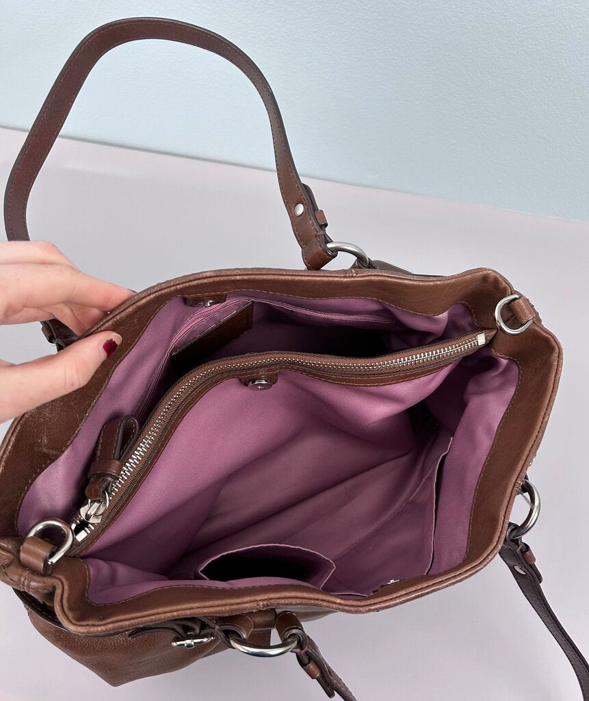 Coach silver hardware leather satchel