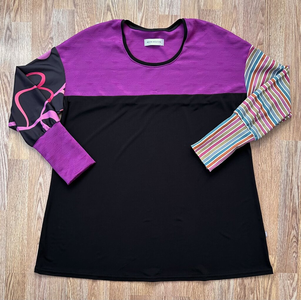 Melanie Jacqueline stripe/heart sleeve colourblock tunic (L)