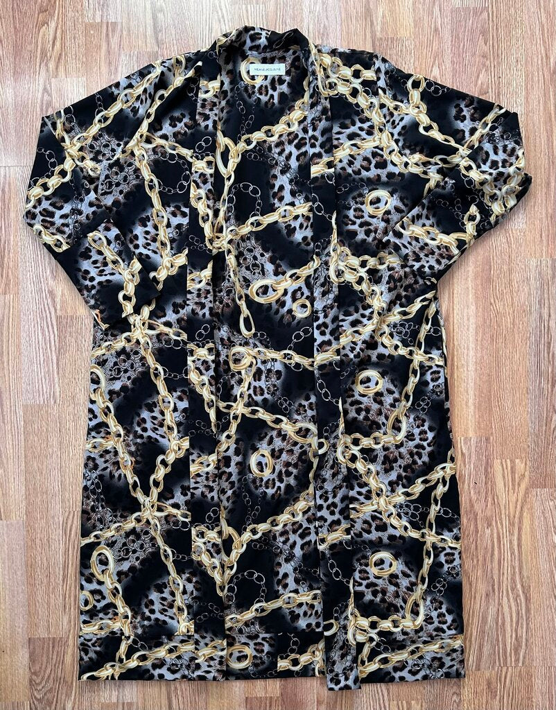 Melanie Jacqueline leopard/chain print maxi duster (L)