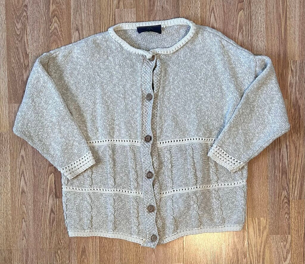 Tivoli vintage cotton/linen blend button up cardigan (L)