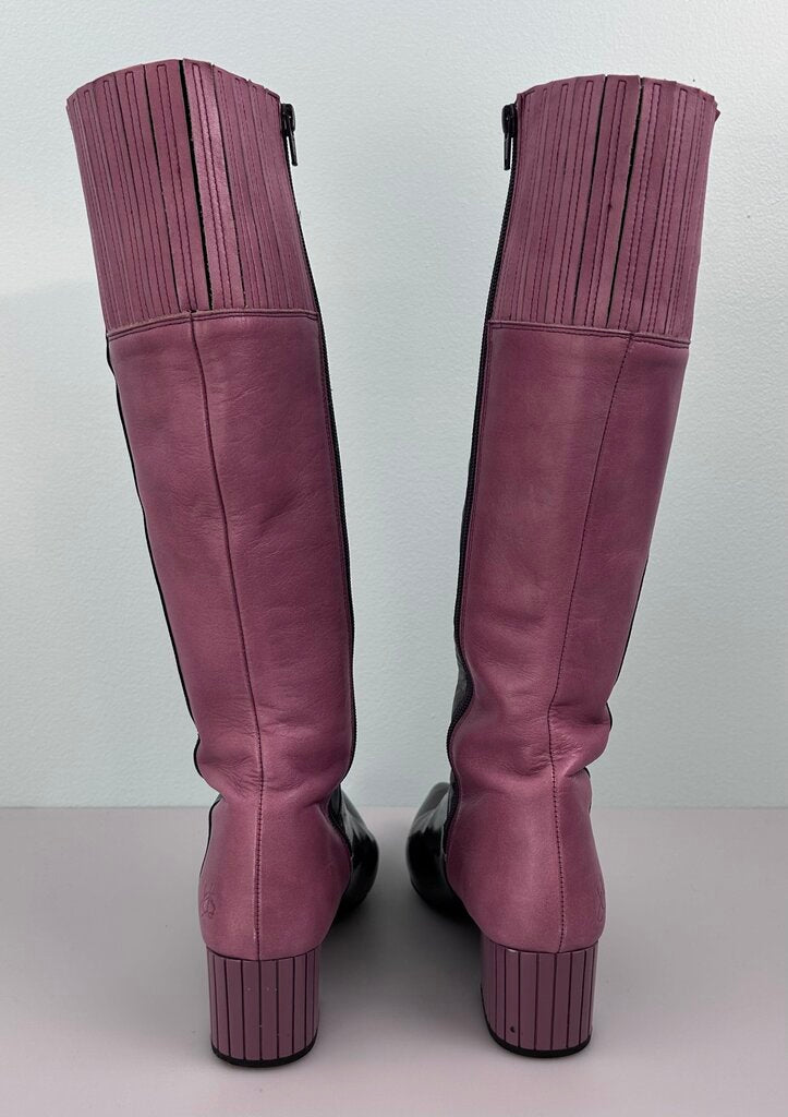 John Fluevog 'Sofia' two-tone block heel tall boot (size 10.5)