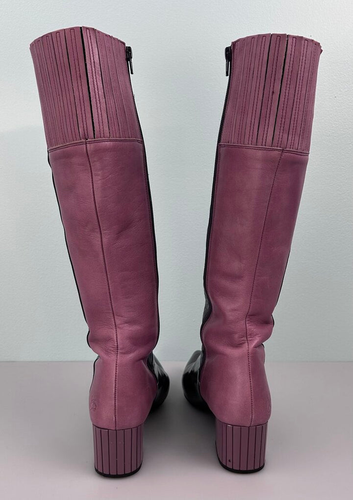John Fluevog 'Sofia' two-tone block heel tall boot (size 10.5)