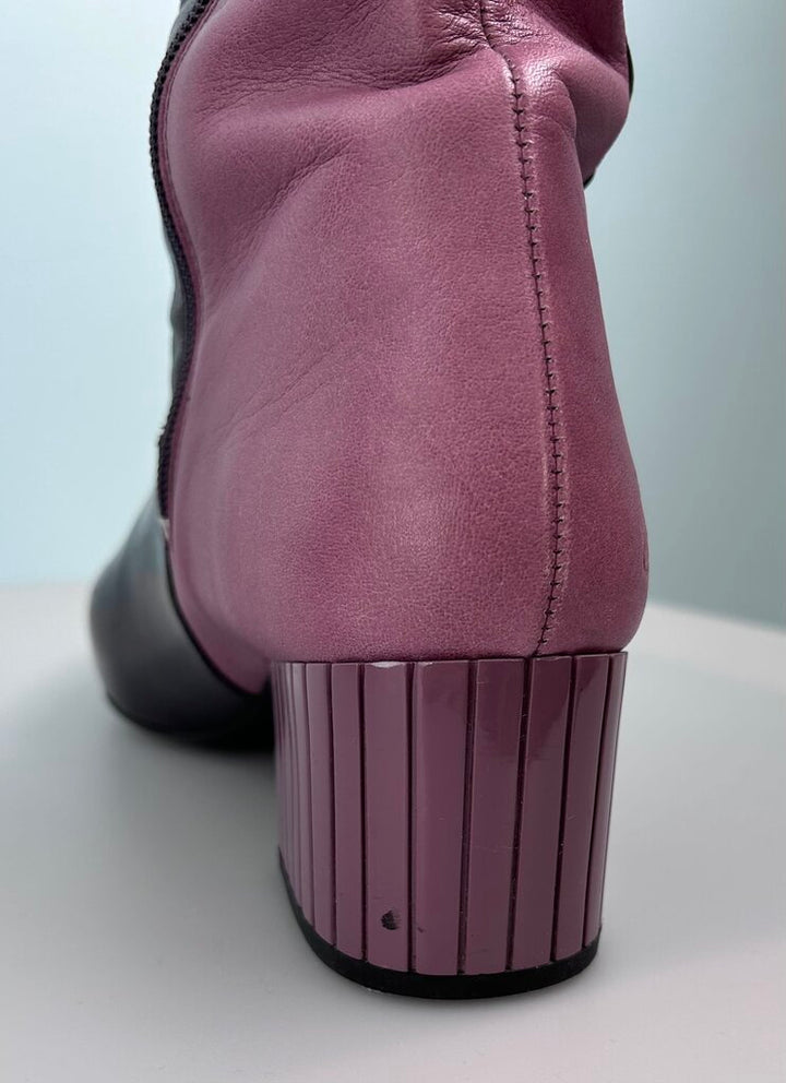 John Fluevog 'Sofia' two-tone block heel tall boot (size 10.5)