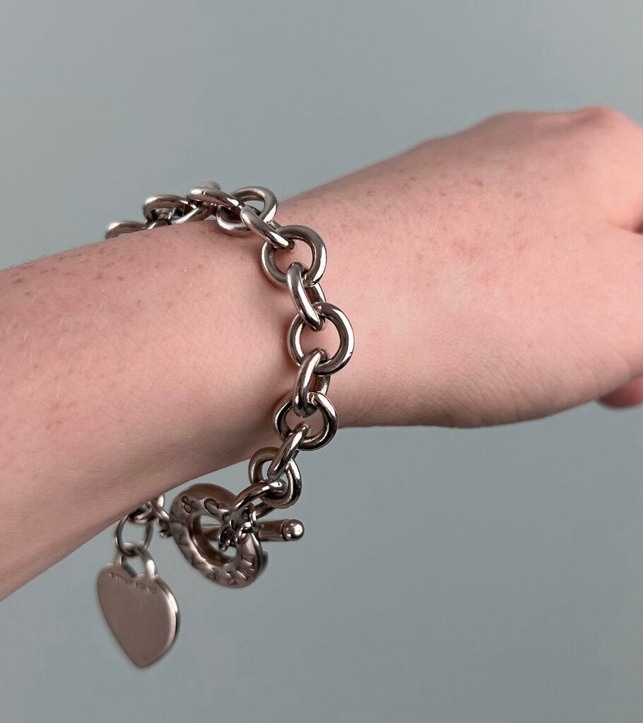 Tiffany toggle bracelet with blank heart charm
