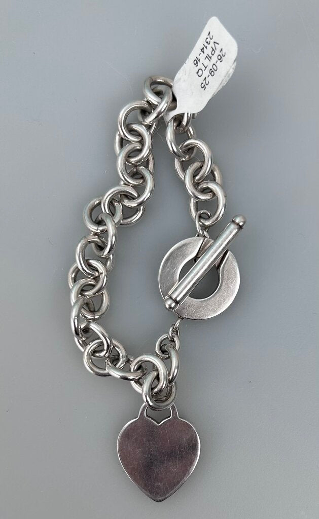Tiffany toggle bracelet with blank heart charm