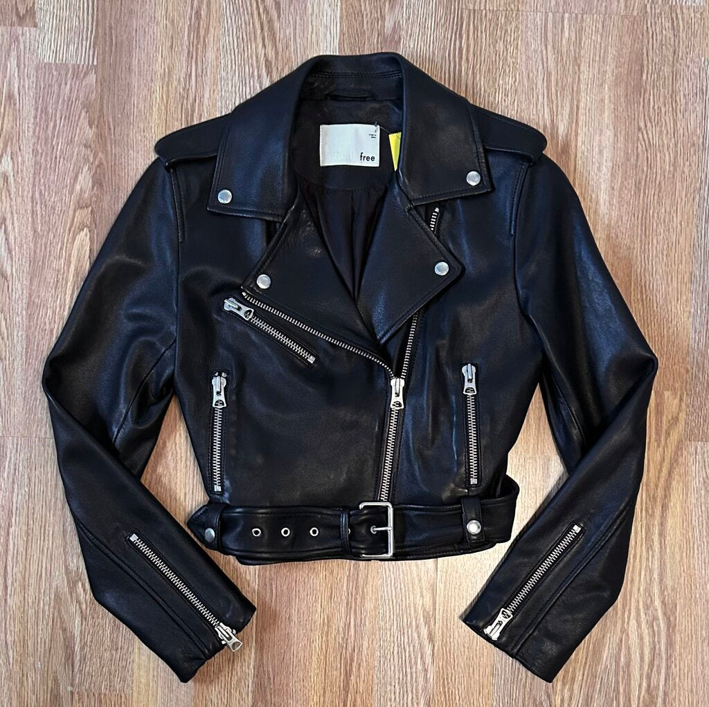 Wilfred 'Richards' leather motorcycle cropped jacket (S)