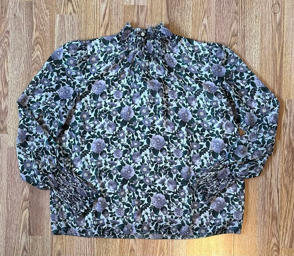 Wilfred floral smocked high neck blouse (S)