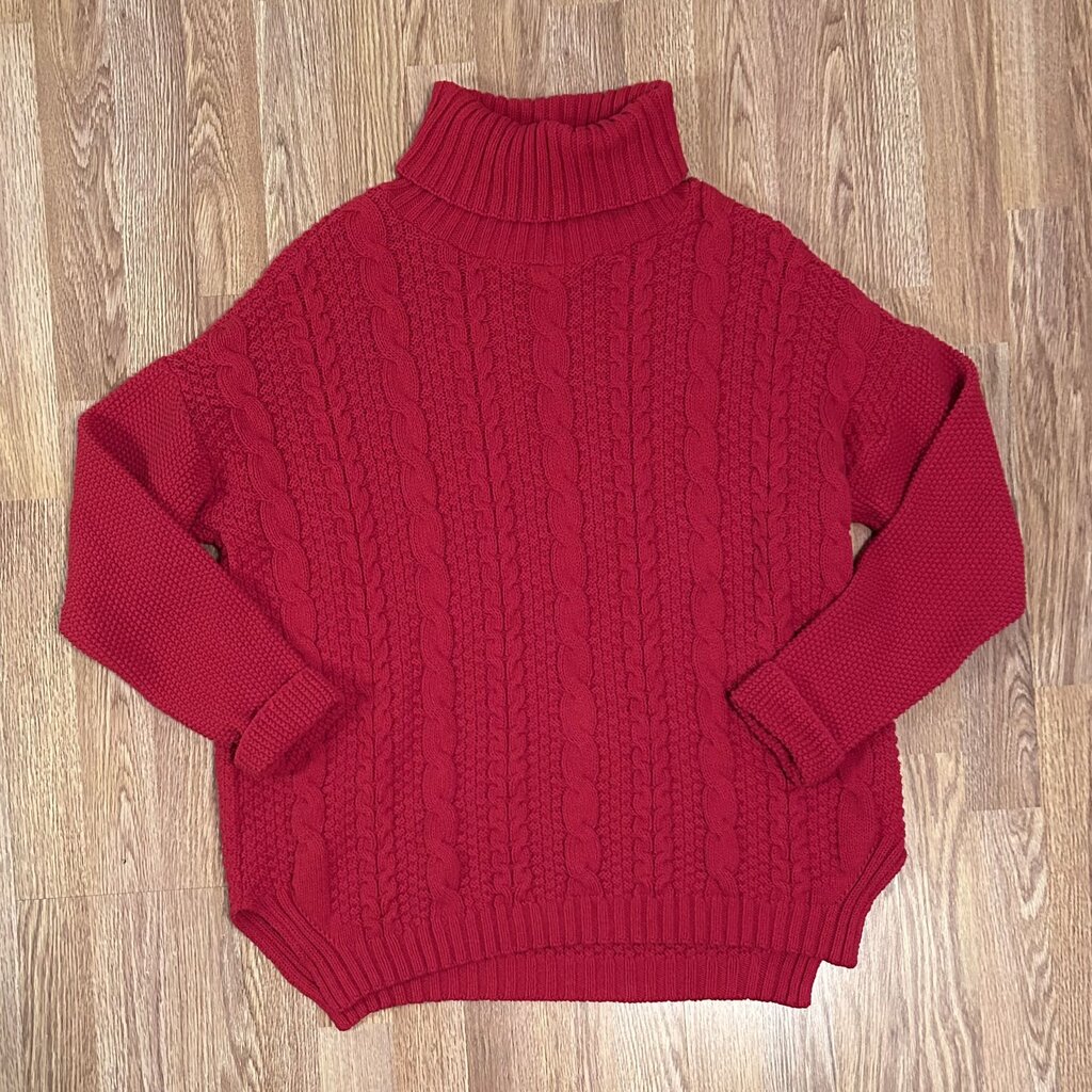Cotton Country cable knit turtleneck sweater (M)