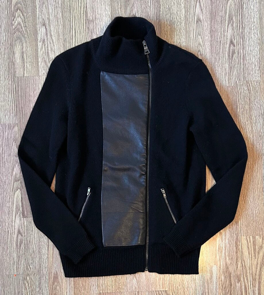 Raffi NWT 100% cashmere pleather strip jacket (S)