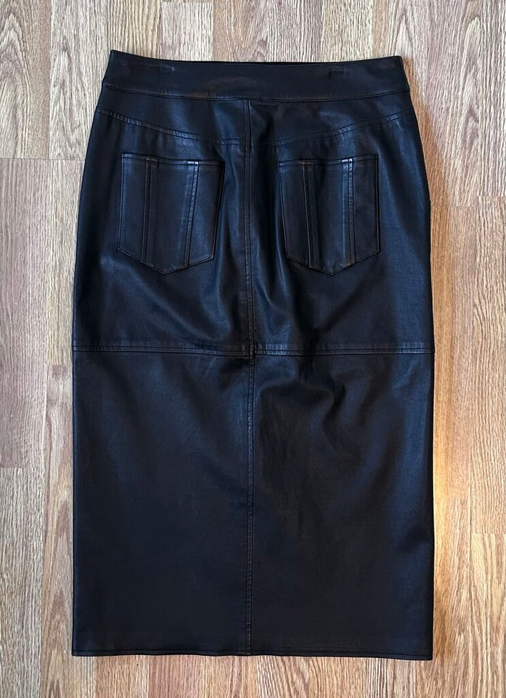 Alice + Olivia lamb leather split front pencil midi skirt (size 6)