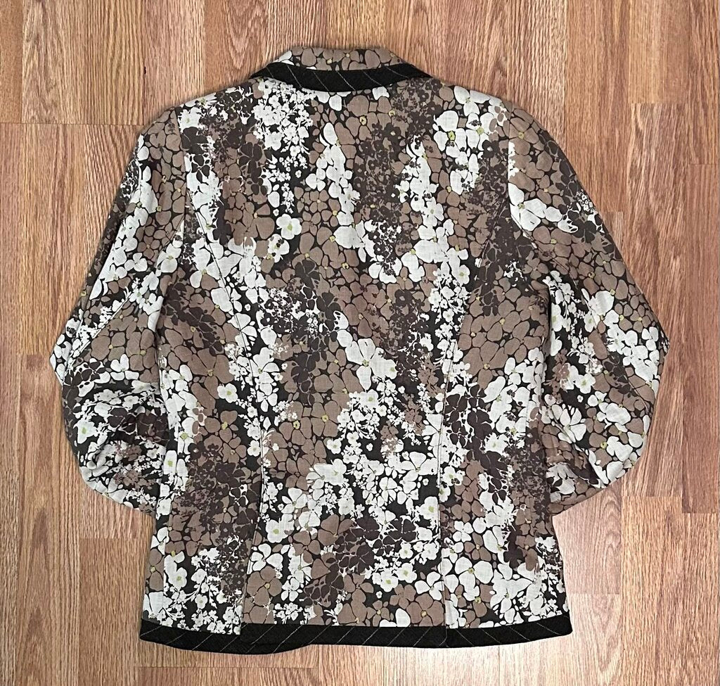 Smythe floral linen single button blazer (size 8)