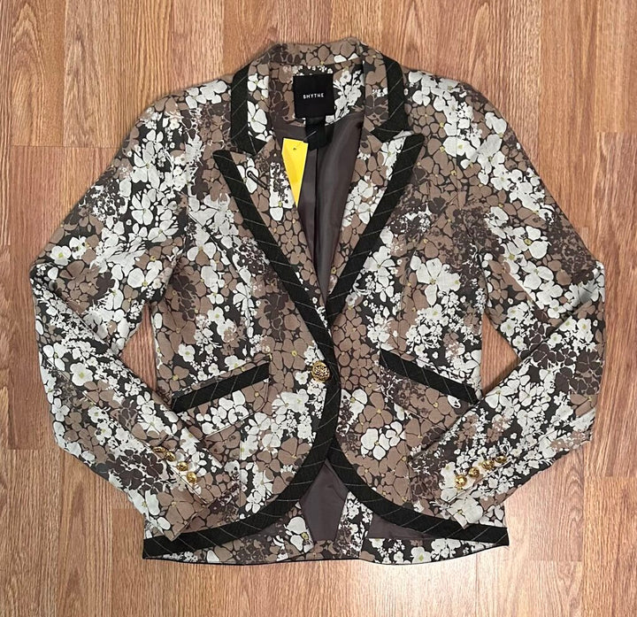 Smythe floral linen single button blazer (size 8)