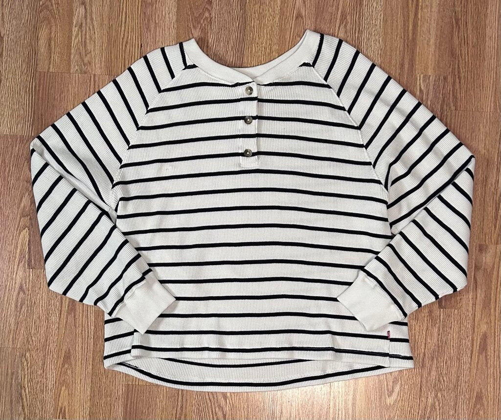 Levi's waffle knit striped henley (XXL)