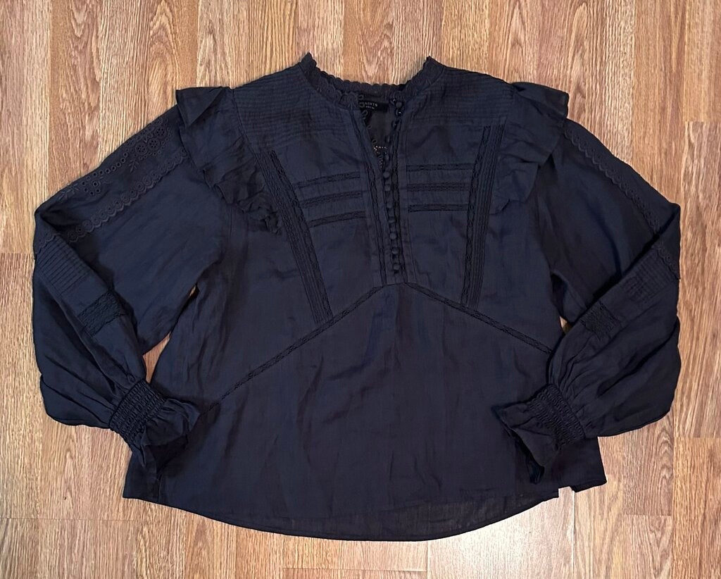 All Saints oversized poof sleeve peasant blouse (size 8)