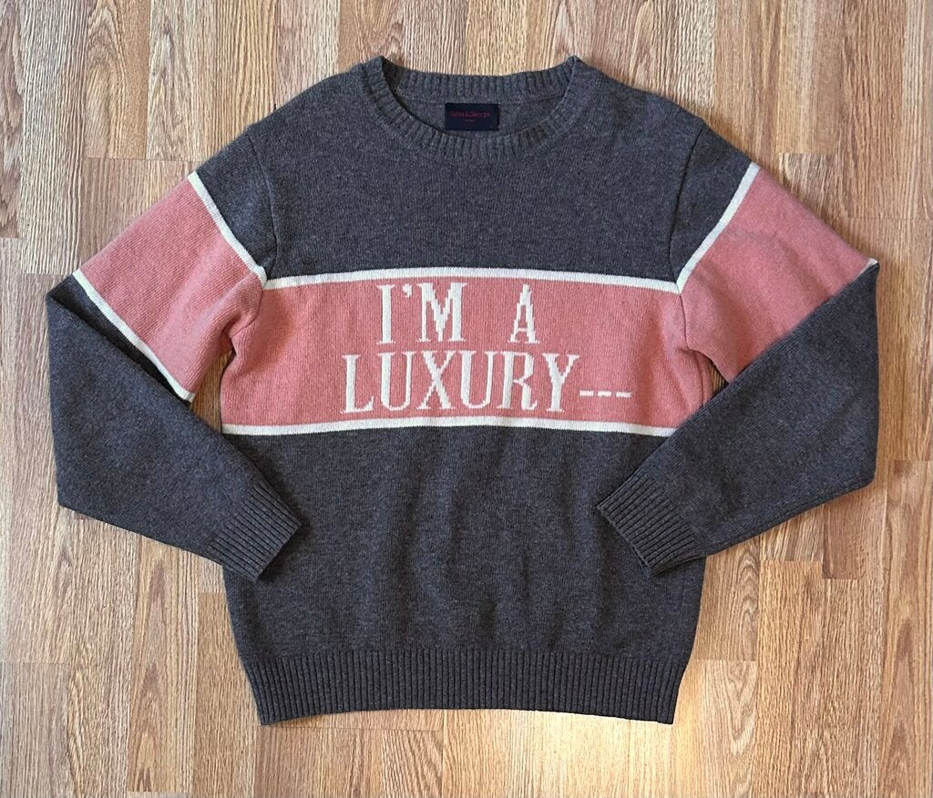 Gyles & George "I'm a Luxury" 100% wool sweater (L)