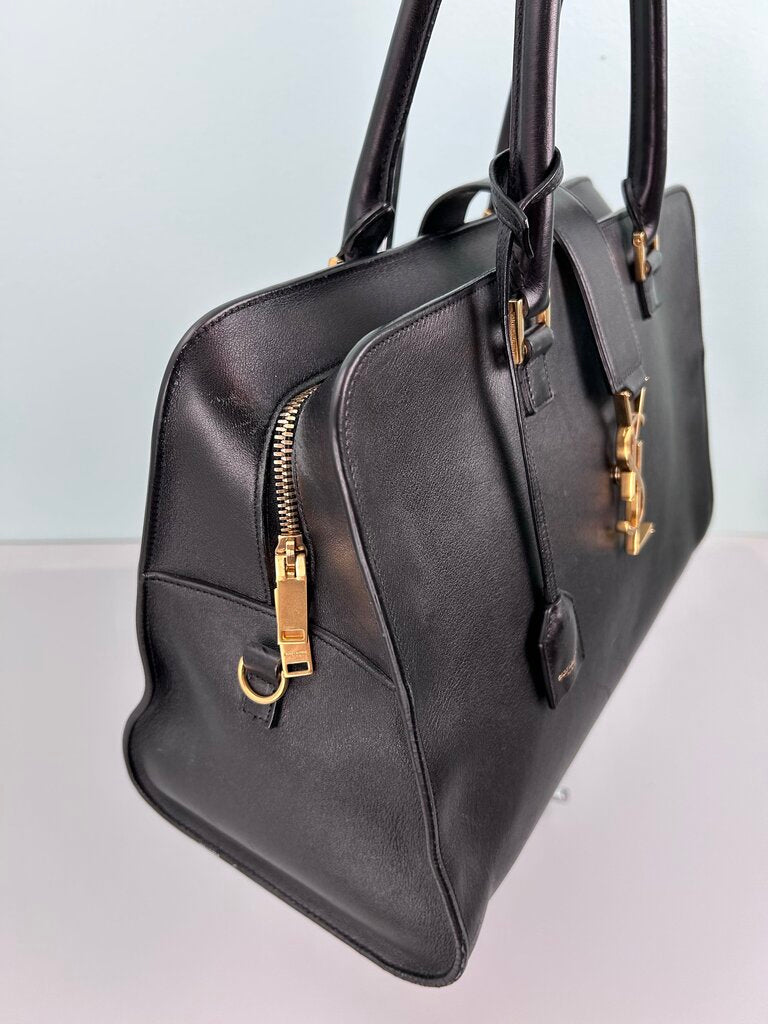 Saint Laurent leather monogram cabas satchel