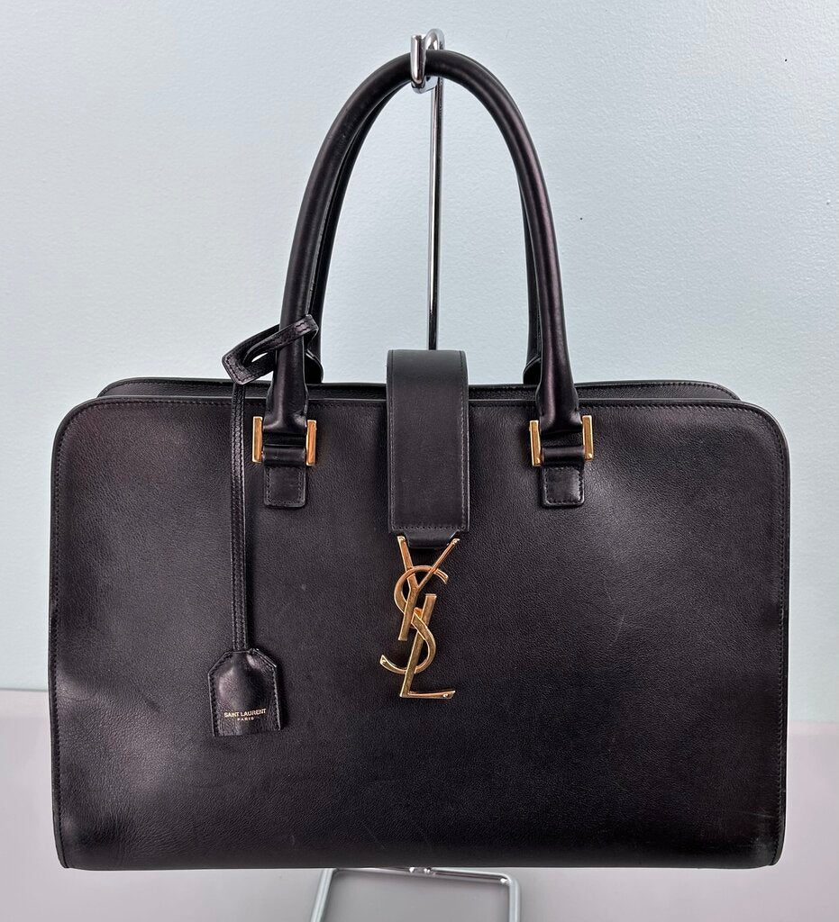 Saint Laurent leather monogram cabas satchel