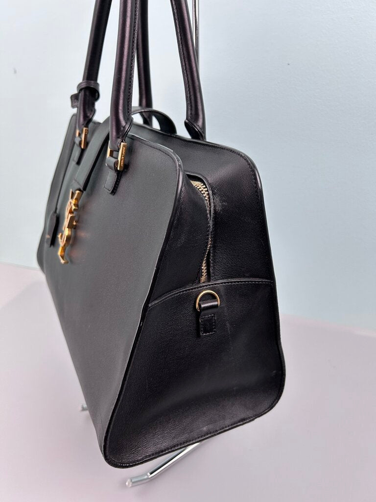 Saint Laurent leather monogram cabas satchel