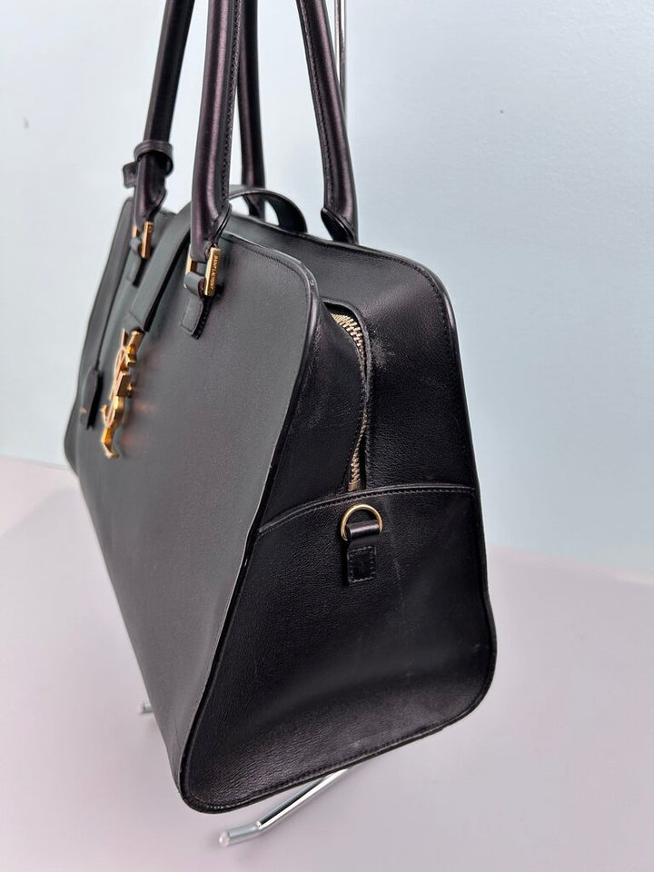 Saint Laurent leather monogram cabas satchel