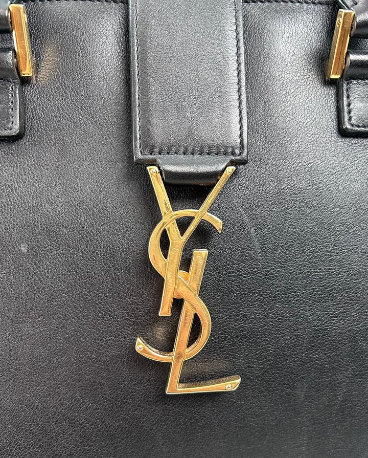 Saint Laurent leather monogram cabas satchel