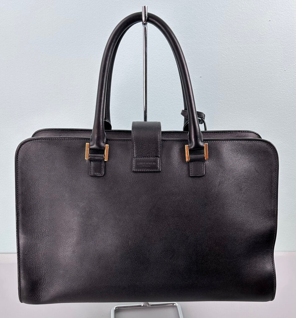 Saint Laurent leather monogram cabas satchel