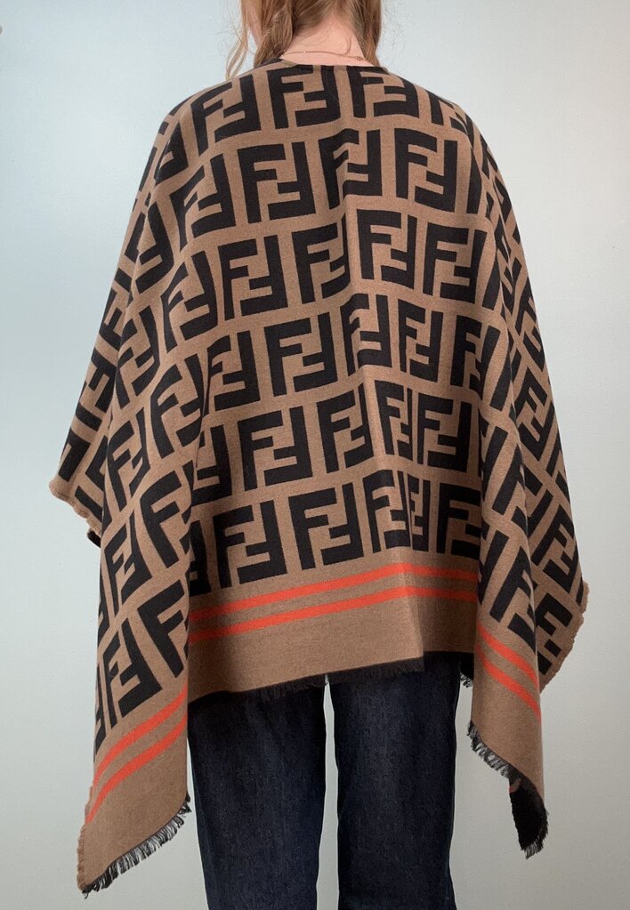 Fendi FF orange stripe detail poncho (O/S)