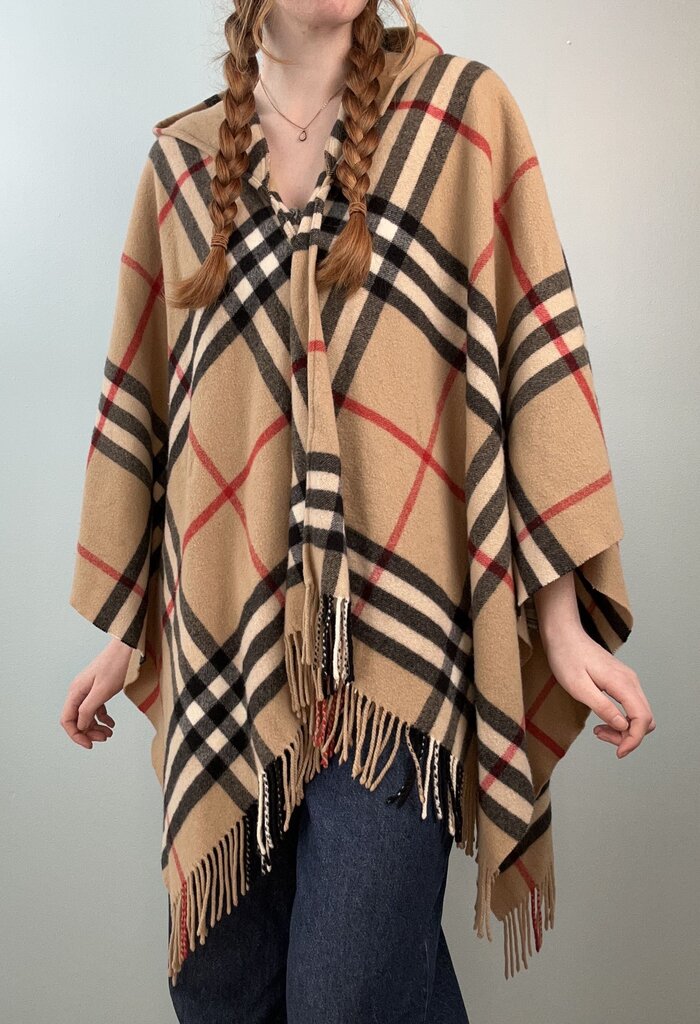 Burberry merino/cashmere blend hooded shawl (O/S)