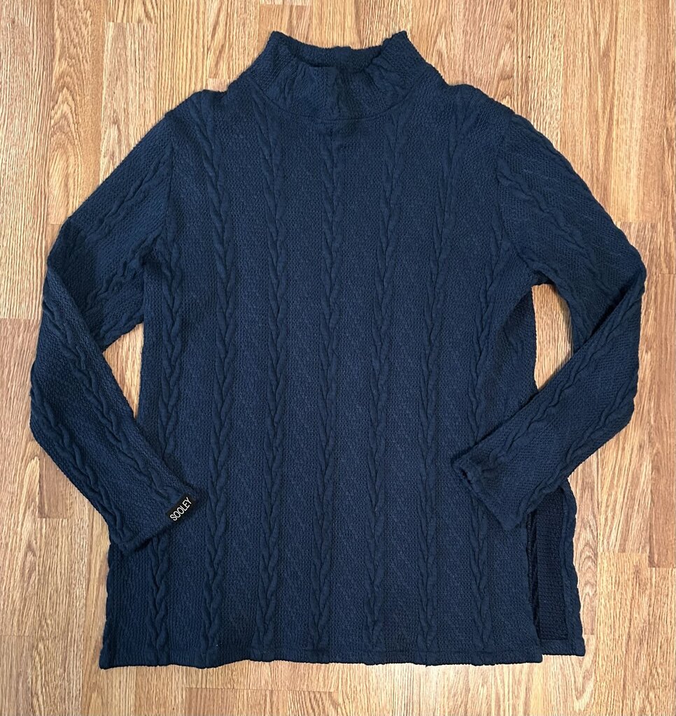 Sooley cable knit split hem mockneck pullover (L)