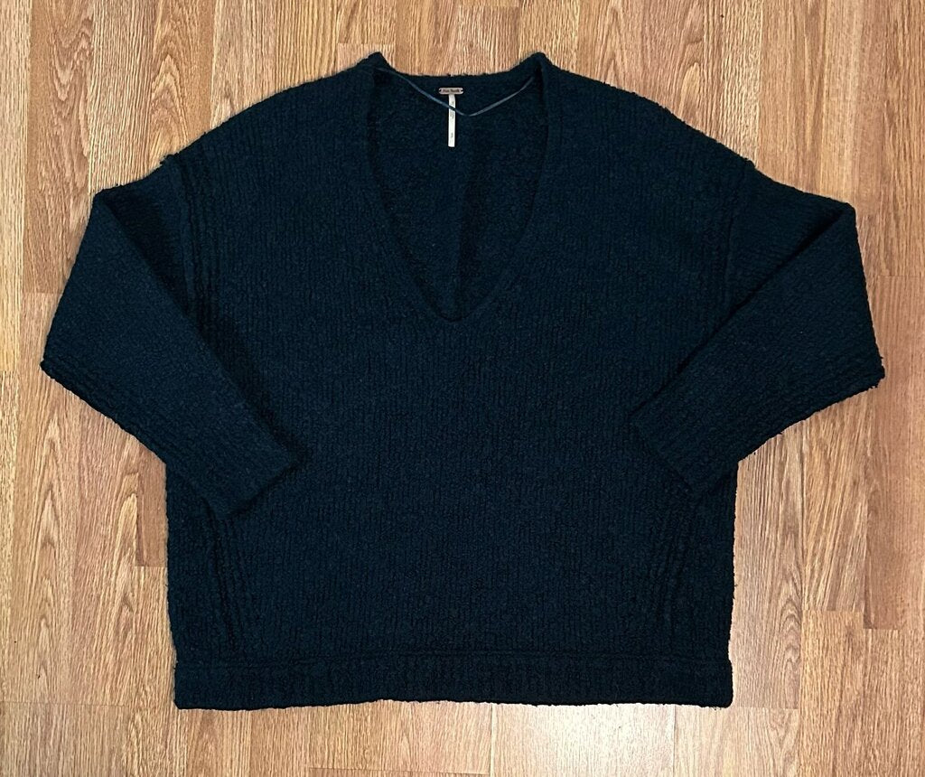 Free People boiled wool-esque boxy v-neck oversized sweater (S)