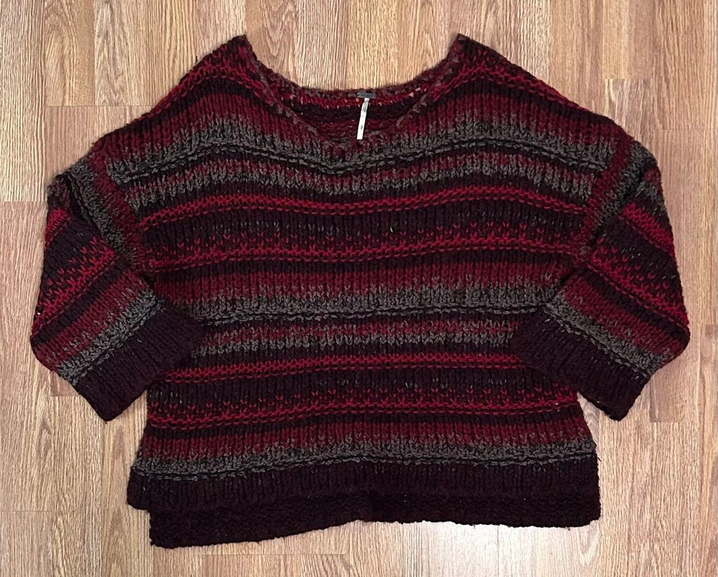 Free People chunky knit wide boatneck oversized sweater (S)