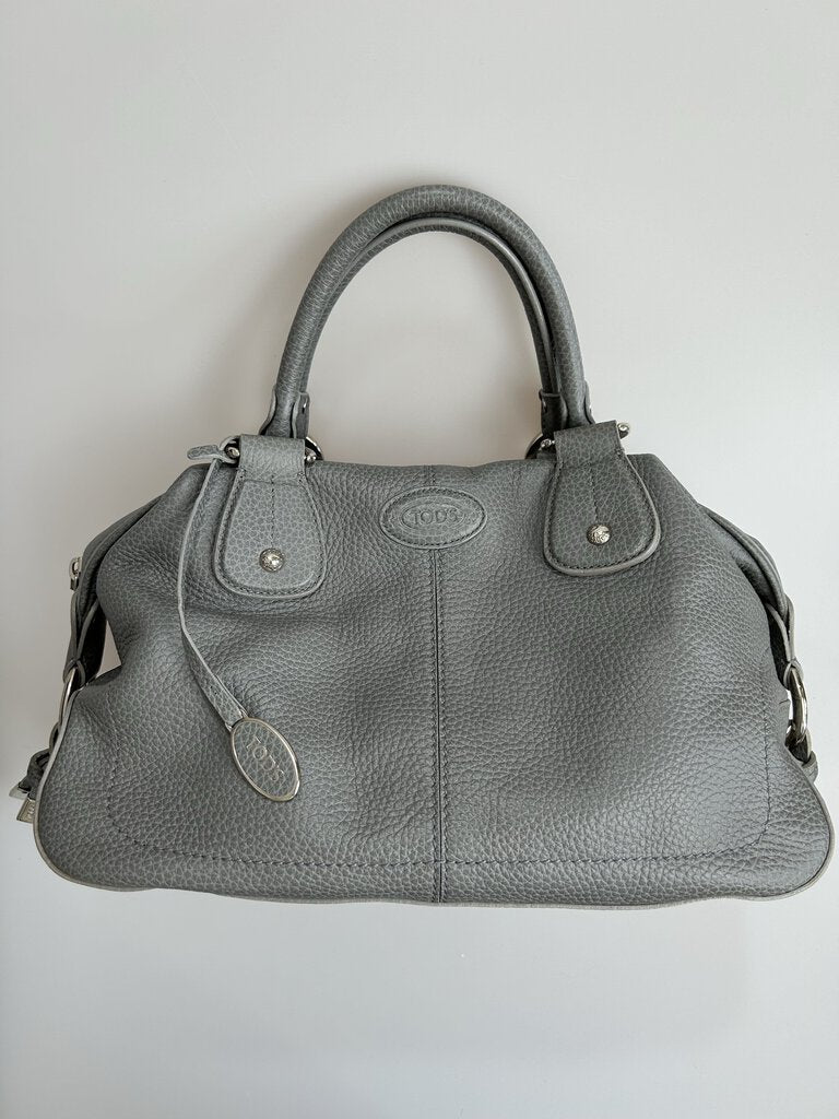Tods Pebbled grey leather satchel