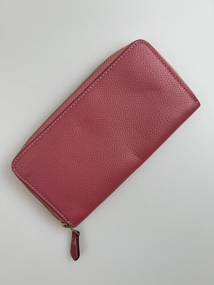 Coach pebbled leather large zip wallet