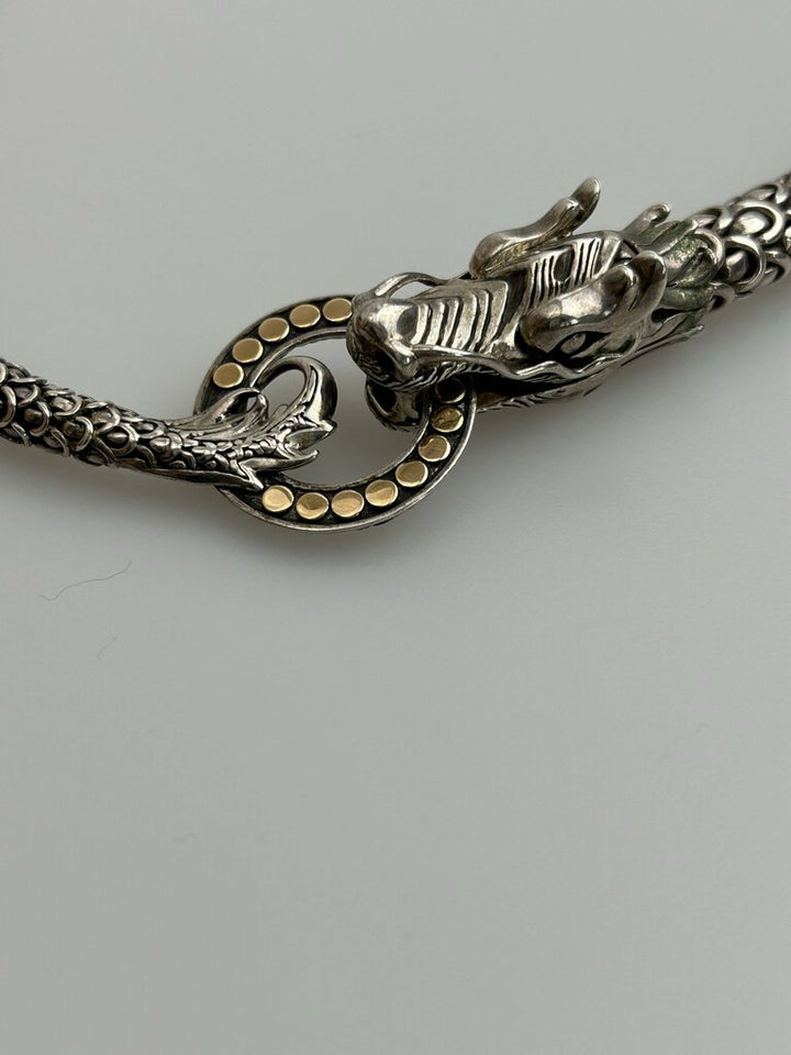 John Hardy Naga Necklace Silver with 18K Yellow Gold Details